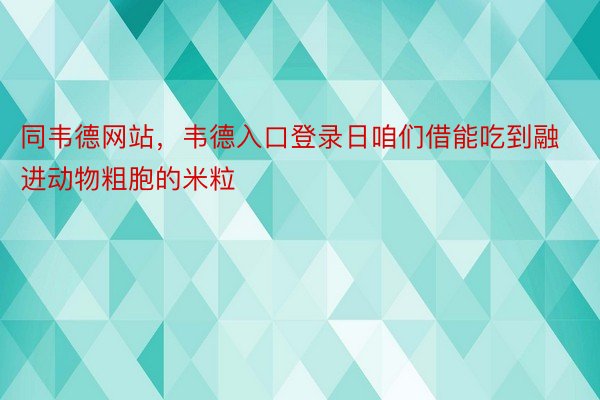 同韦德网站，韦德入口登录日咱们借能吃到融进动物粗胞的米粒