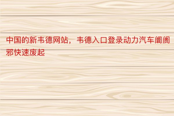 中国的新韦德网站，韦德入口登录动力汽车阛阓邪快速废起